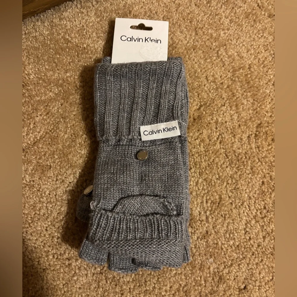 Calvin Klein Gray Open Finger Gloves Mittens
